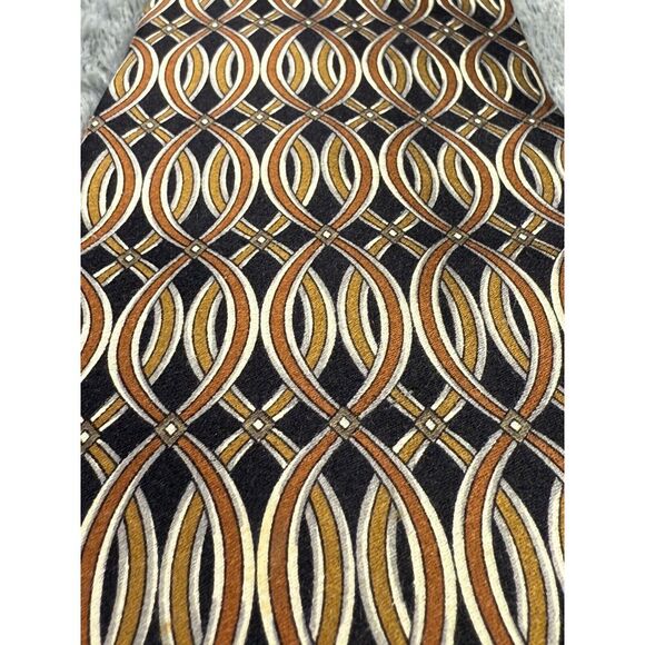 COUNTESS MARA Men's 100% Silk Classic Necktie Designer Black Gold Brown 57" - Picture 6 of 8